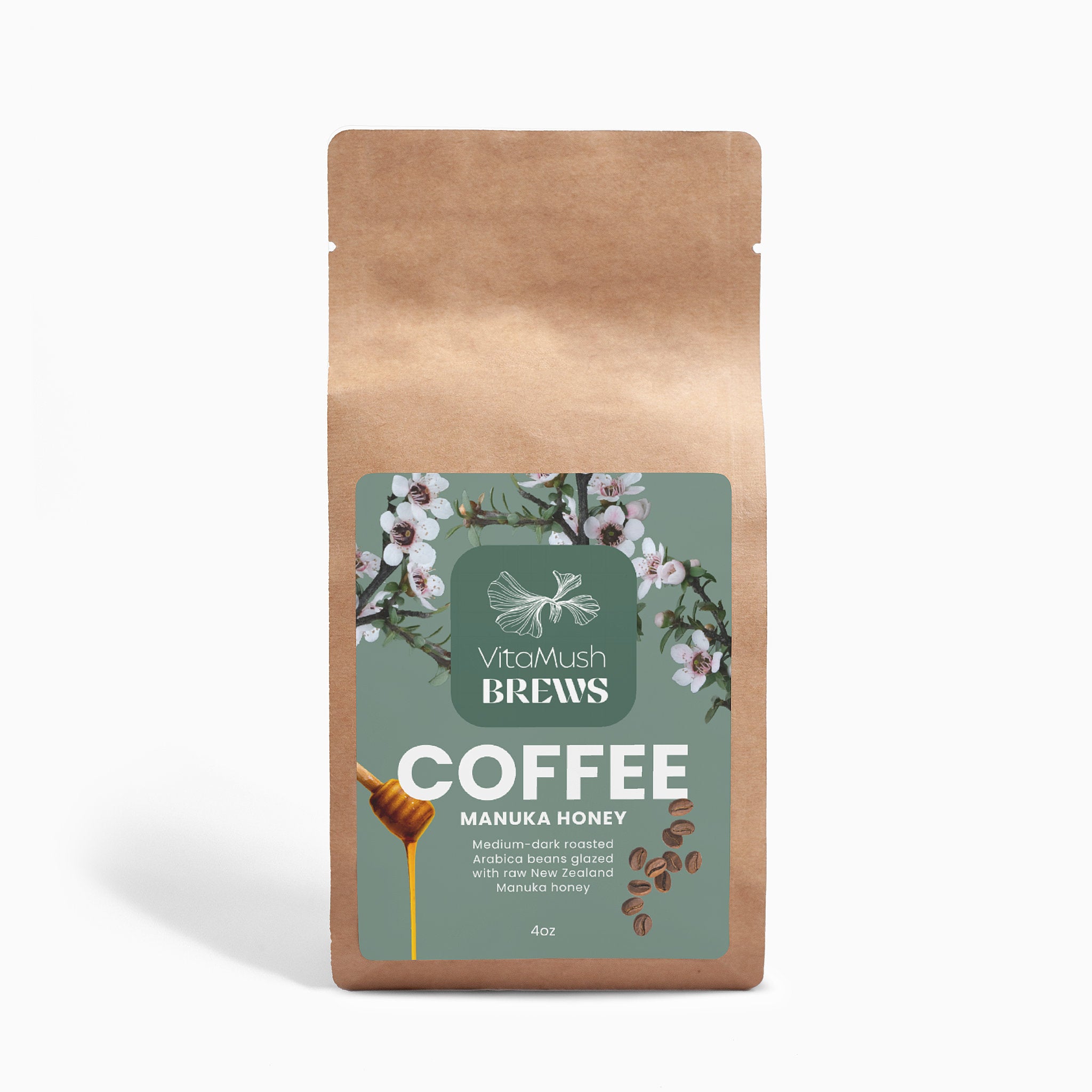 Manuka Honey Coffee 4oz - 11 servings – VitaMush Brews