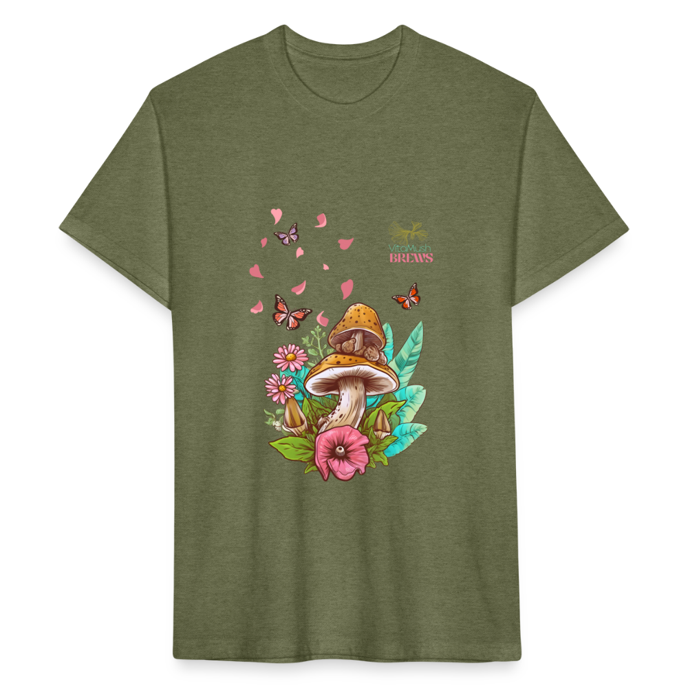 Mushroom Garden Butterflies - heather military green