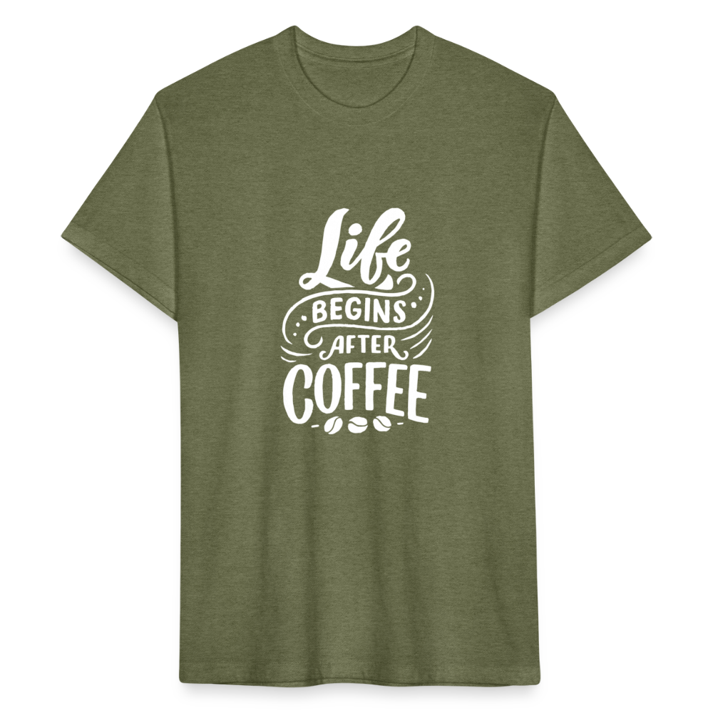 Life Begins After Coffee - heather military green