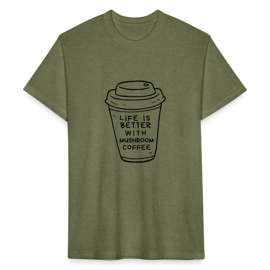 Life Is Better With Mushroom Coffee - heather military green